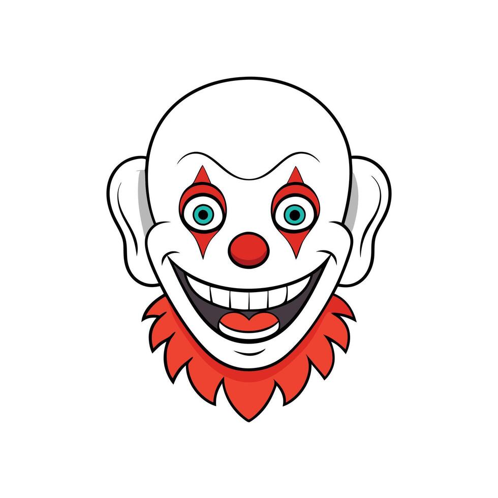 Closeup of fantasy scary horror clown face with white red makeup vector
