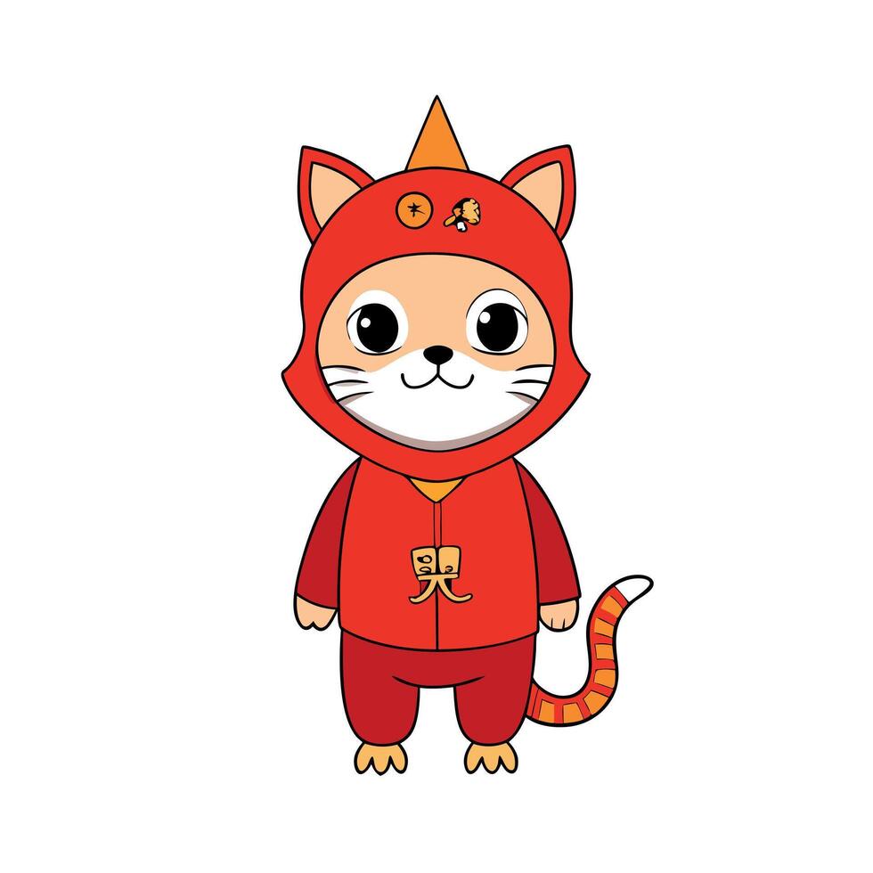 Cute domestic cat in a Halloween dragon costume closeup on an isolated background. The symbol of the year in the Chinese calendar. Year of the Dragon. New Year 2024. Merry Christmas. vector