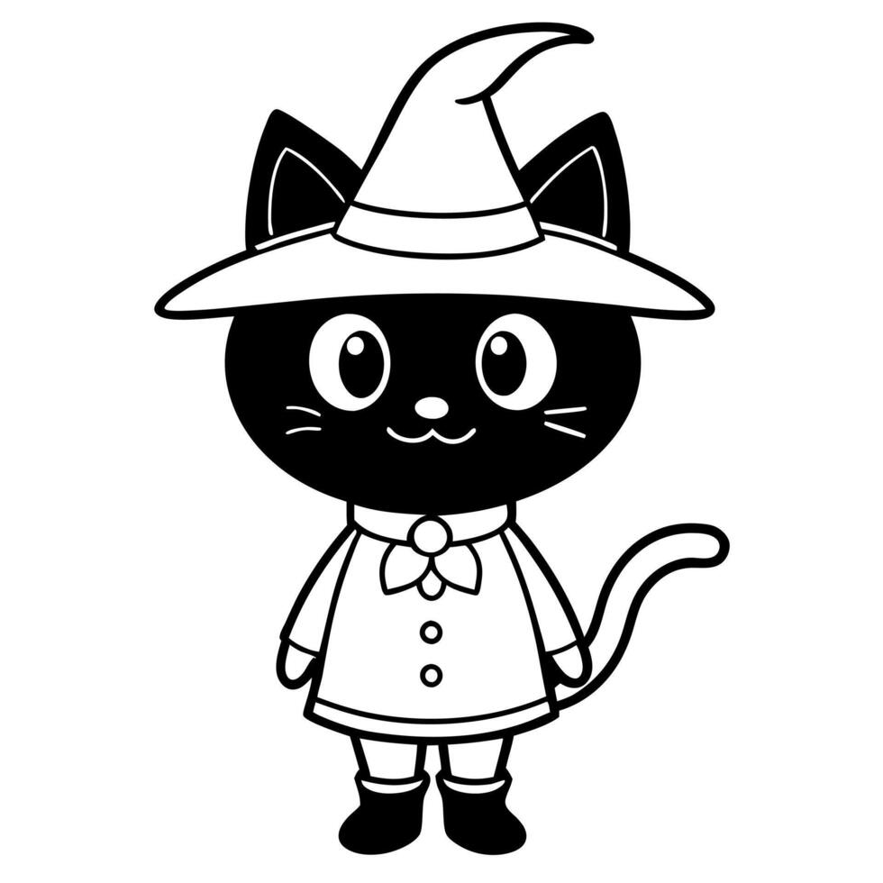 Cute Kitty in Halloween Costume. Boo-tiful Whiskers. Halloween-Clad Kitten. vector