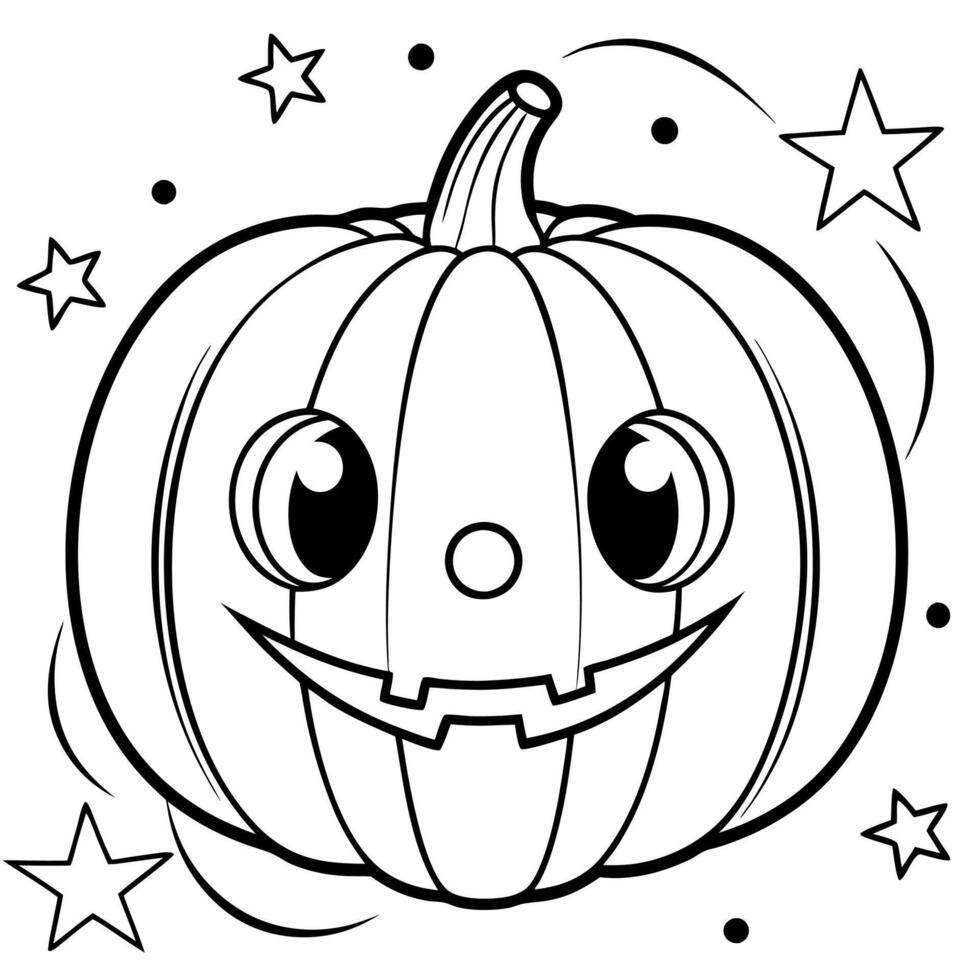 Cute halloween pink pumpkin with spooky festive background. Trick or treat decoration concept. vector