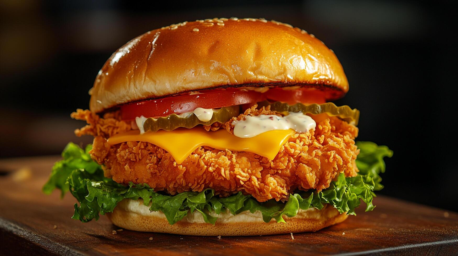 A chicken sandwich on a bun photo