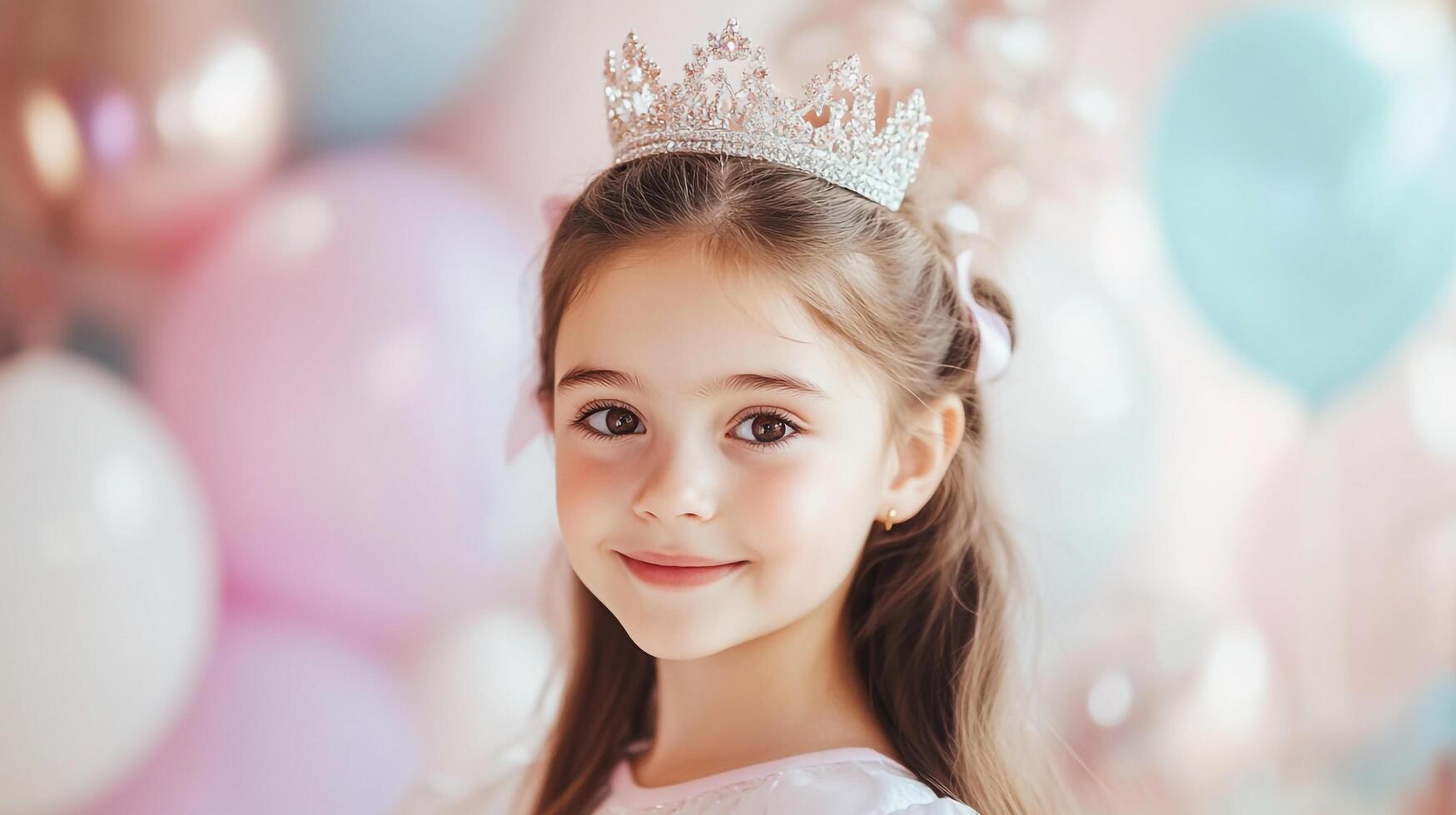 A little girl in a princess dress with a tiara photo