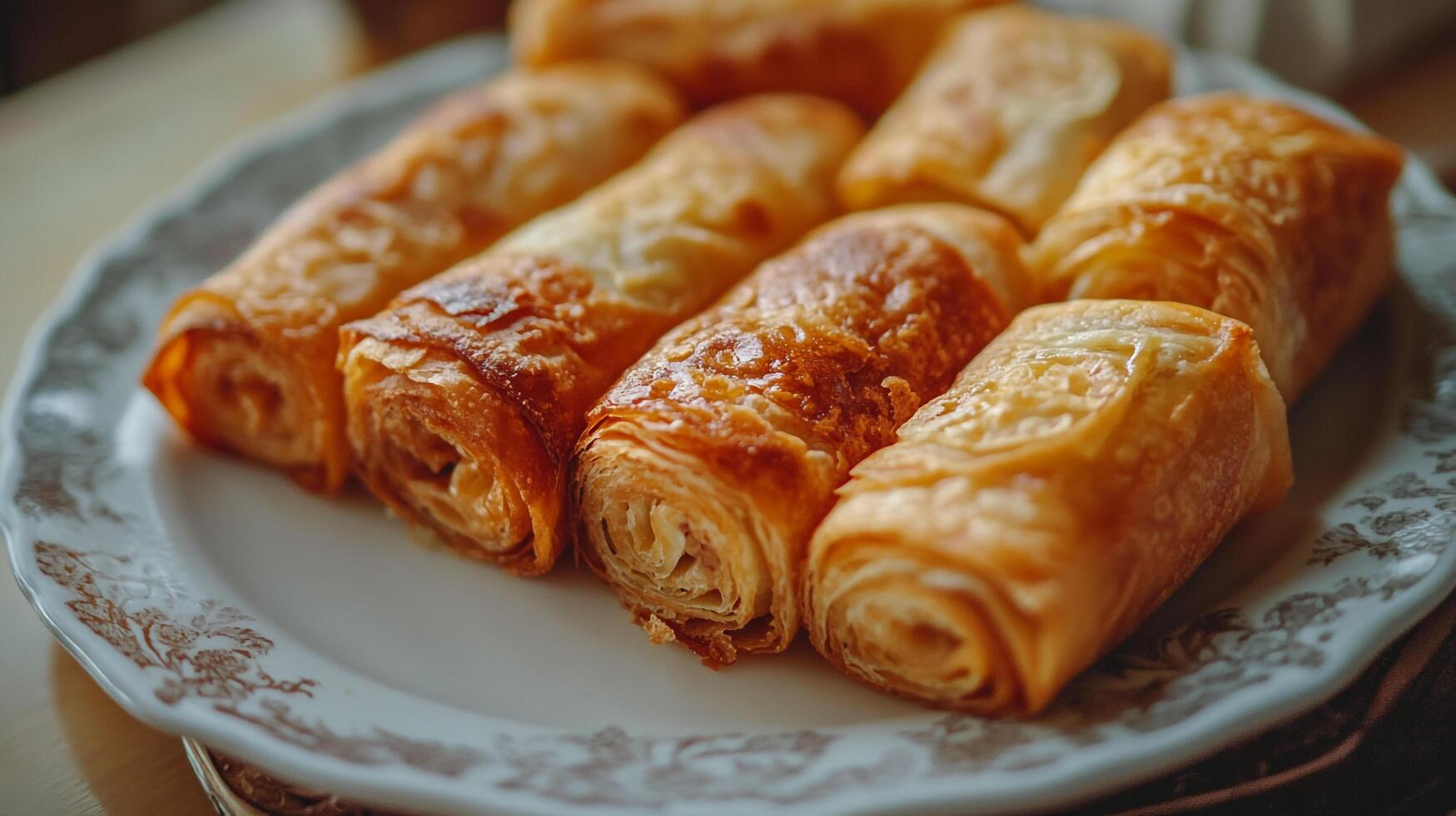 A plate with several rolls on it photo