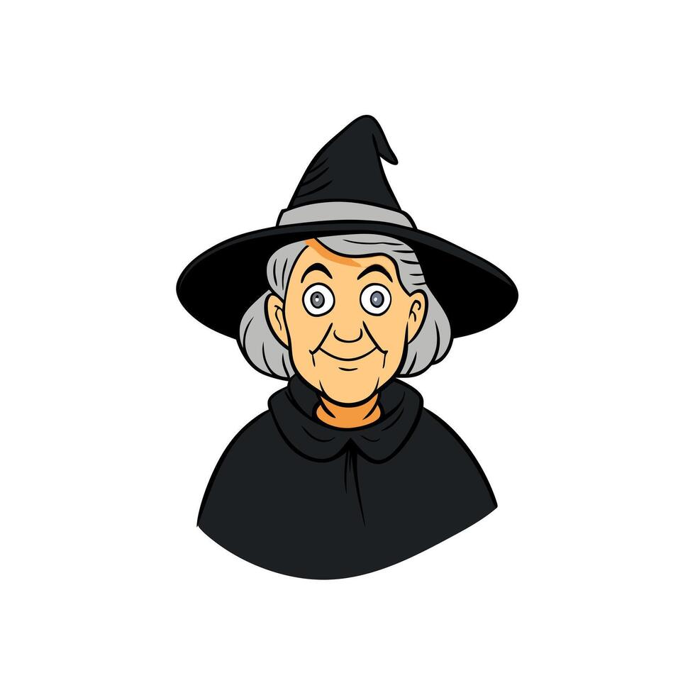 Witch halloween old woman hand drawn ink sketch. Engraving style illustration. vector