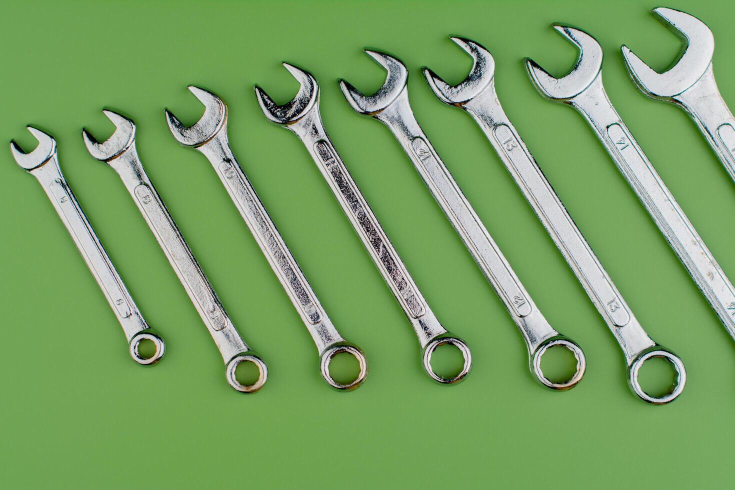 Wrench, a set of machinery maintenance technicians, important working tools in the engine room. photo