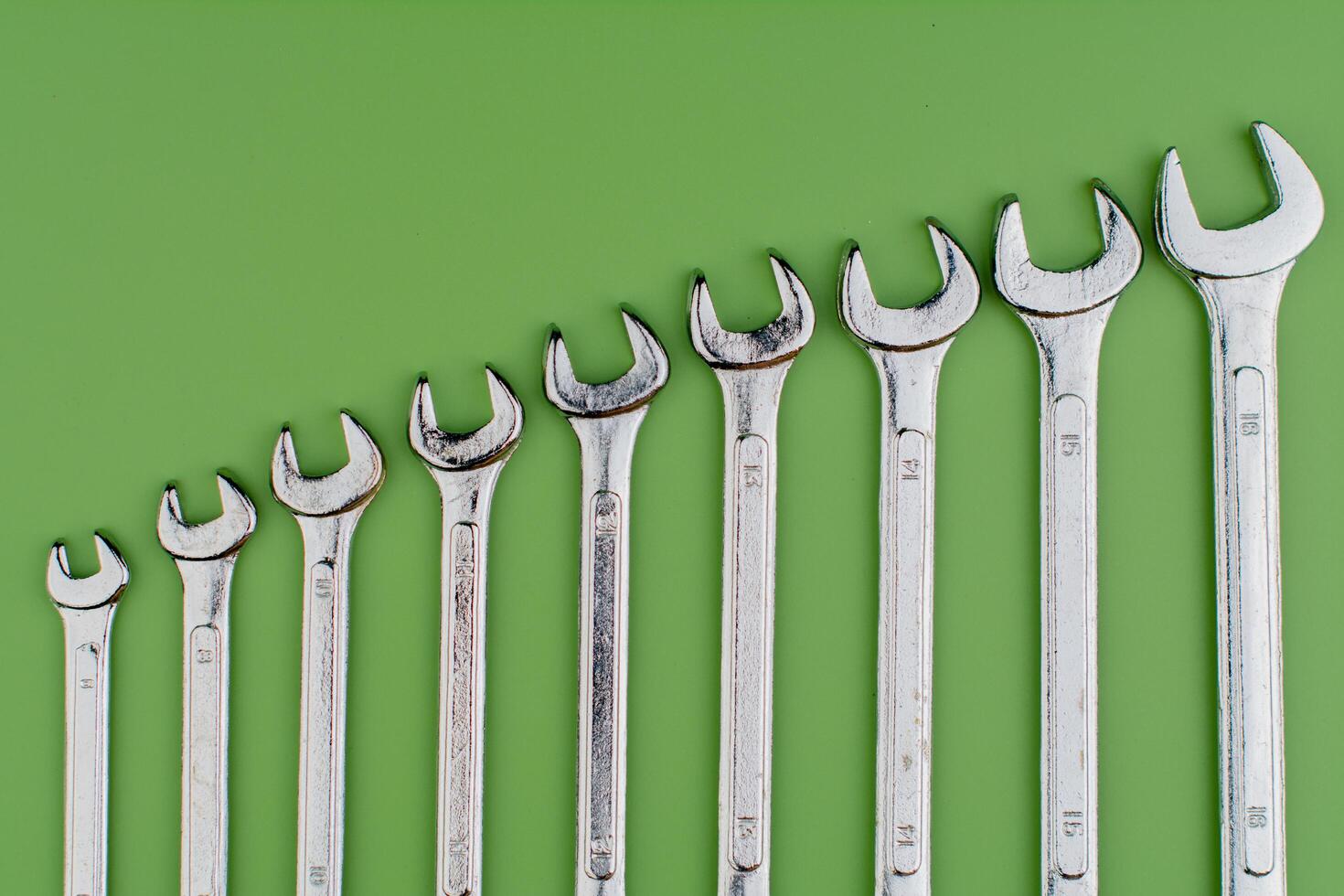 Wrench, a set of machinery maintenance technicians, important working tools in the engine room. photo