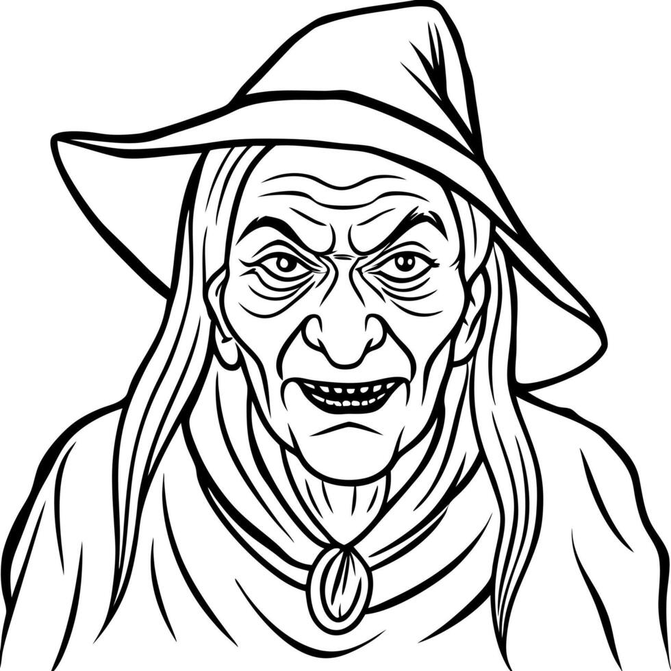 Concept art illustration of old scary witch vector
