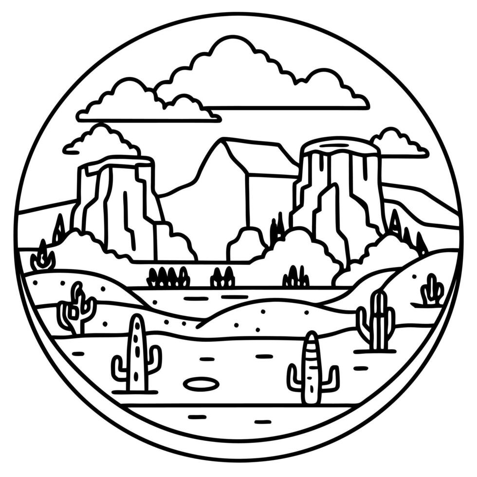 Cartoon illustration of Big Bend National Park Texas vector