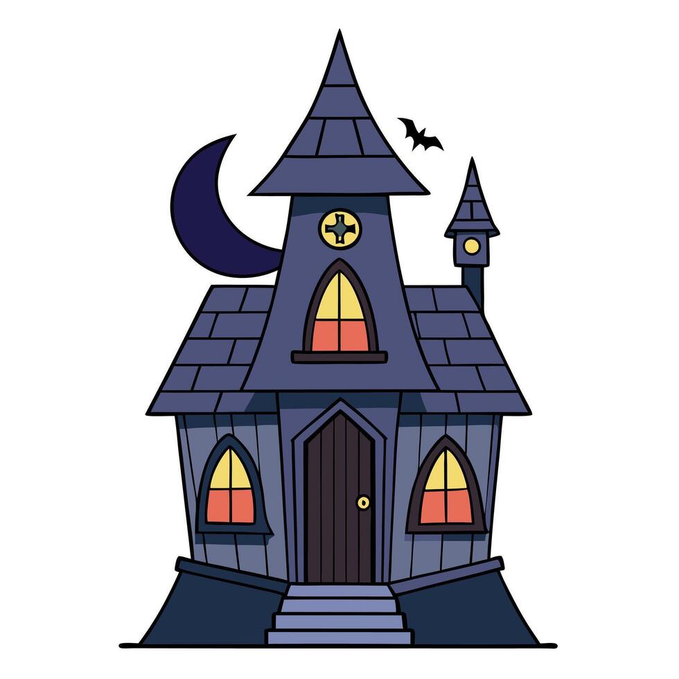 Creepy vampire house at night 3d rendering vector