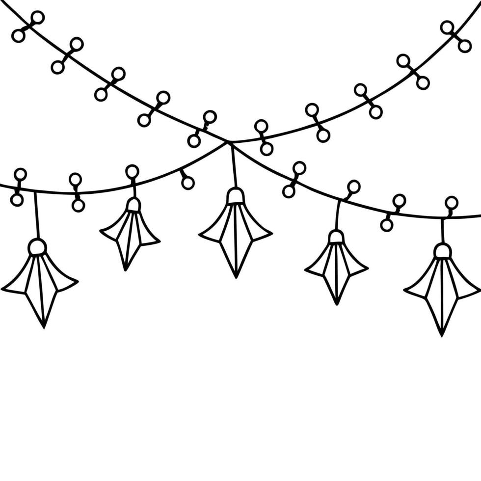 Christmas background with warm bokeh lights and fairy lights. vector
