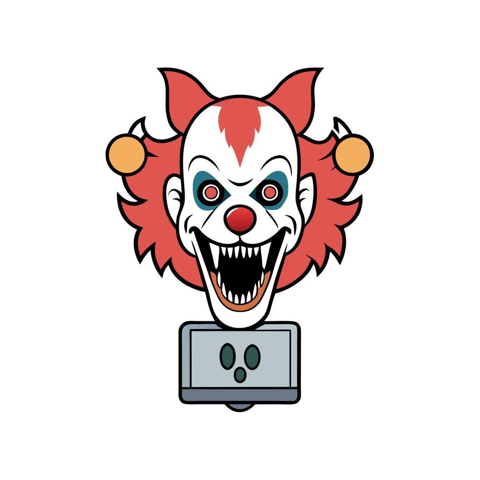Created with technology. Evil clown head. Animals looking like horror demon. vector