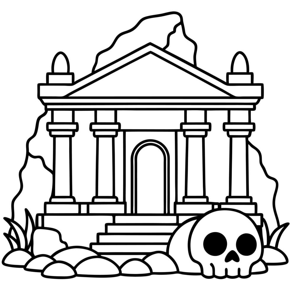Creepy ruins of an ancient temple in the form of a skull vector