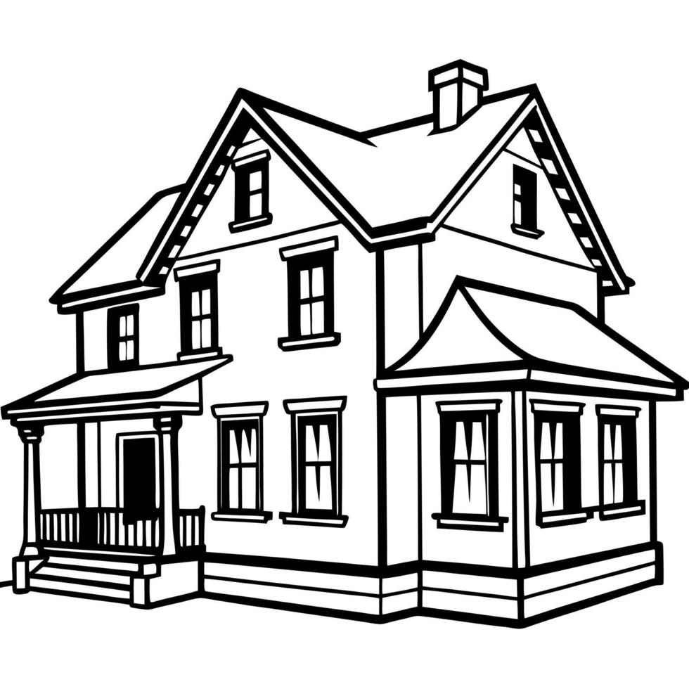 Abandoned Vintage House flat isolated illustration vector