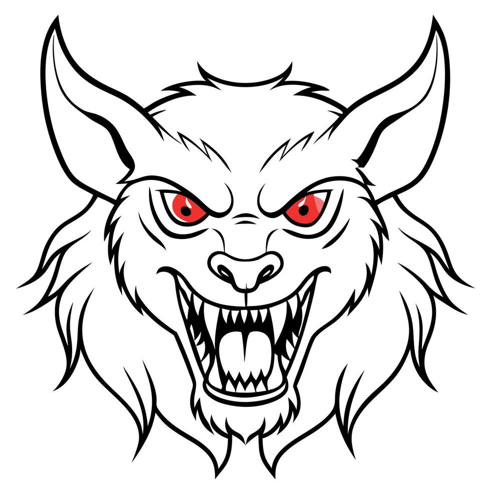 Blurred demonic beast with red glowing eyes representing evil and fear With copyspace for text vector