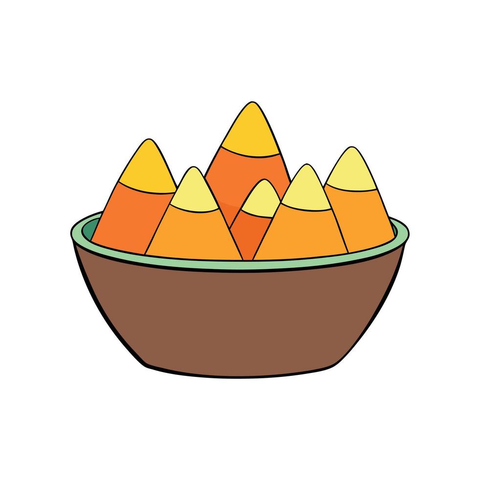 Bowl of Candy Corn Isolated on a White Background vector