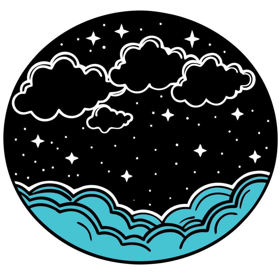 Black blue dark teal night sky with clouds vector