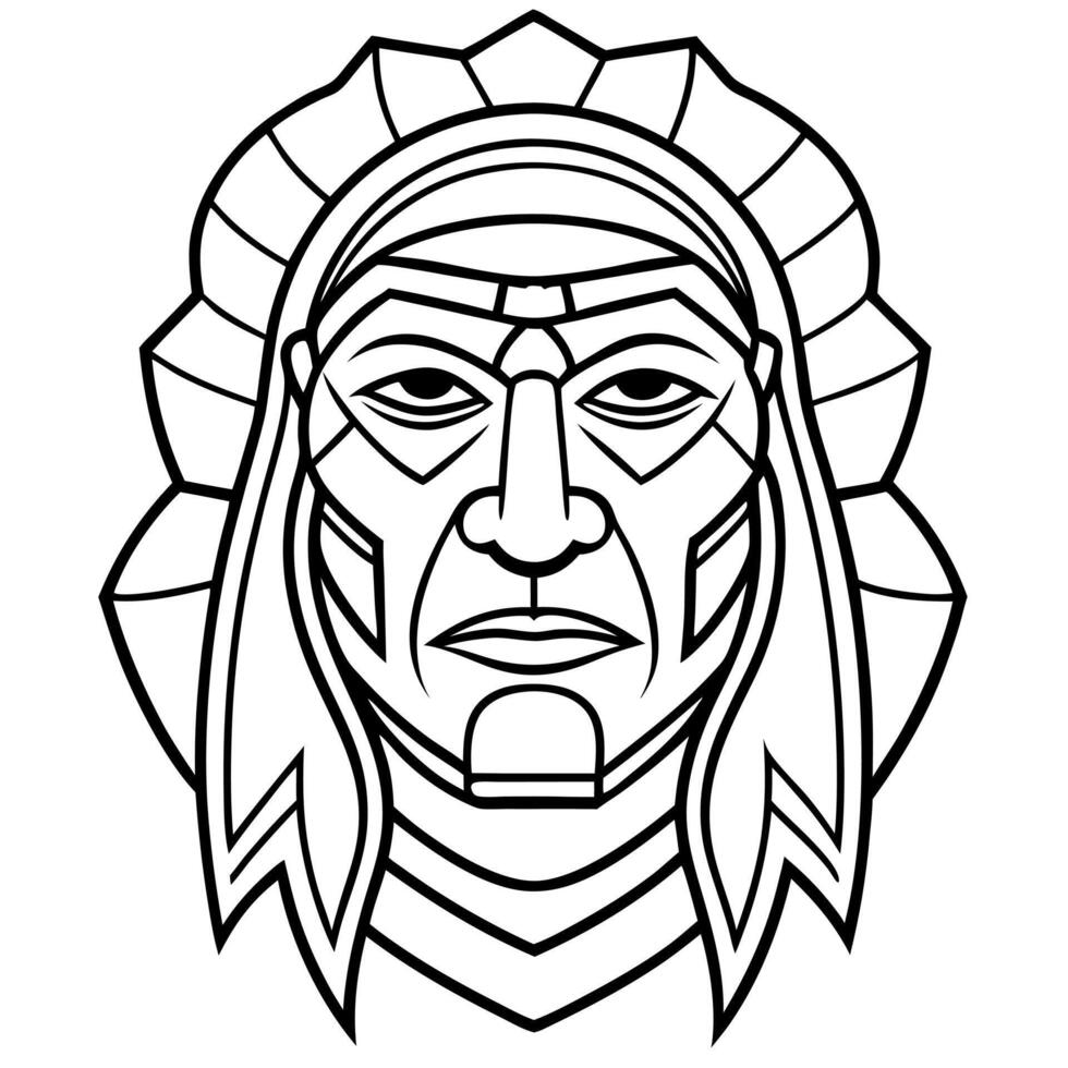 American native chief head mask isolated vector