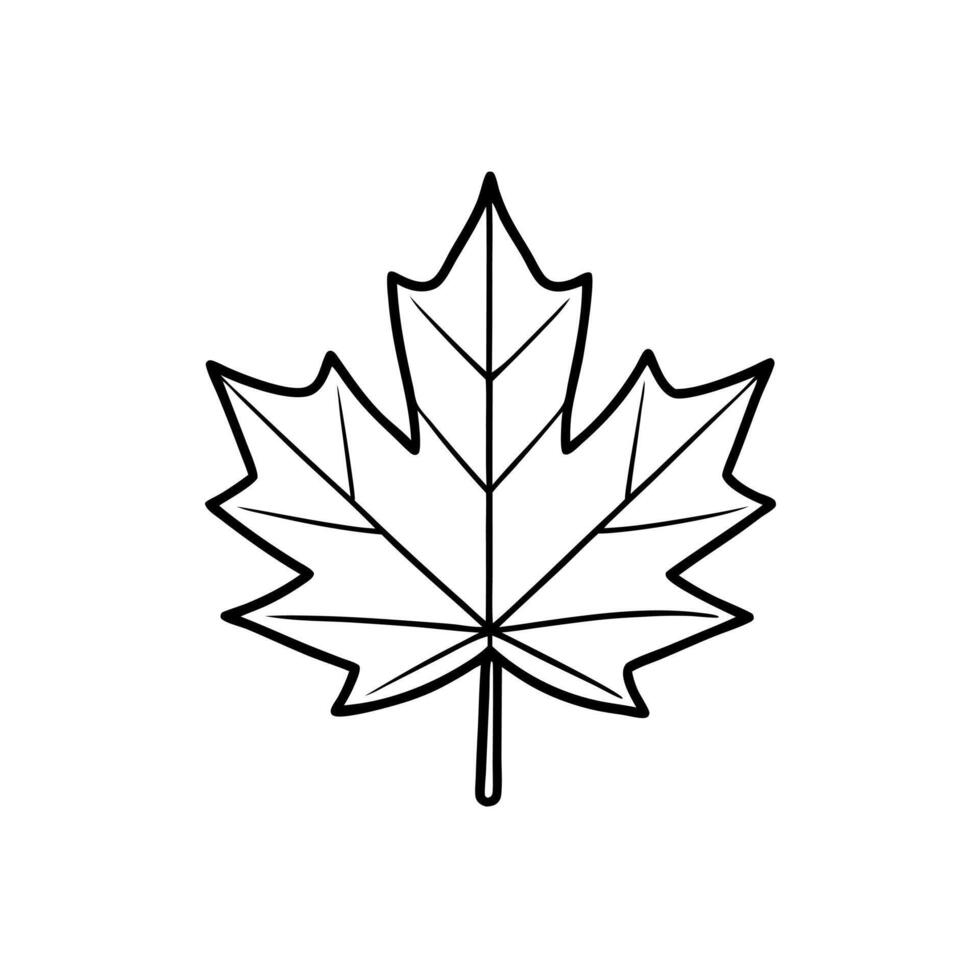 Continuous one black line drawing maple leaf icon outline doodle illustration vector