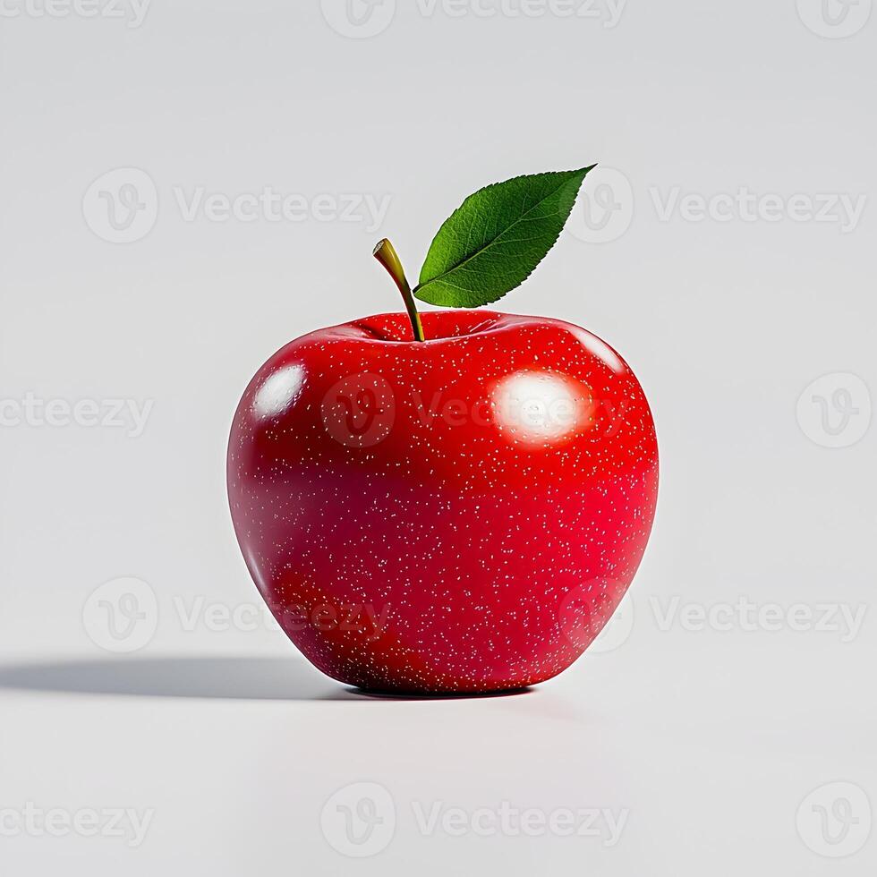 A red apple with a leaf on it photo