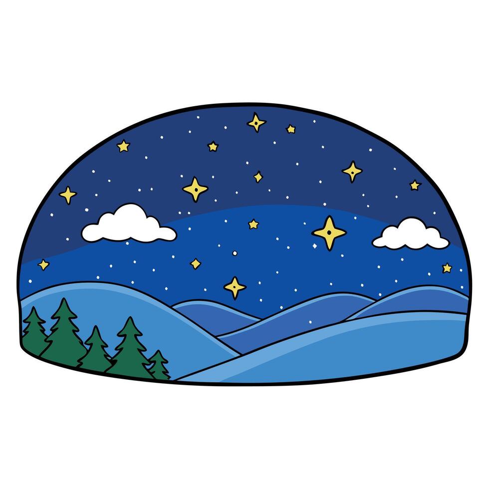 Beautiful starry night sky. Evening panorama in blue tones vector