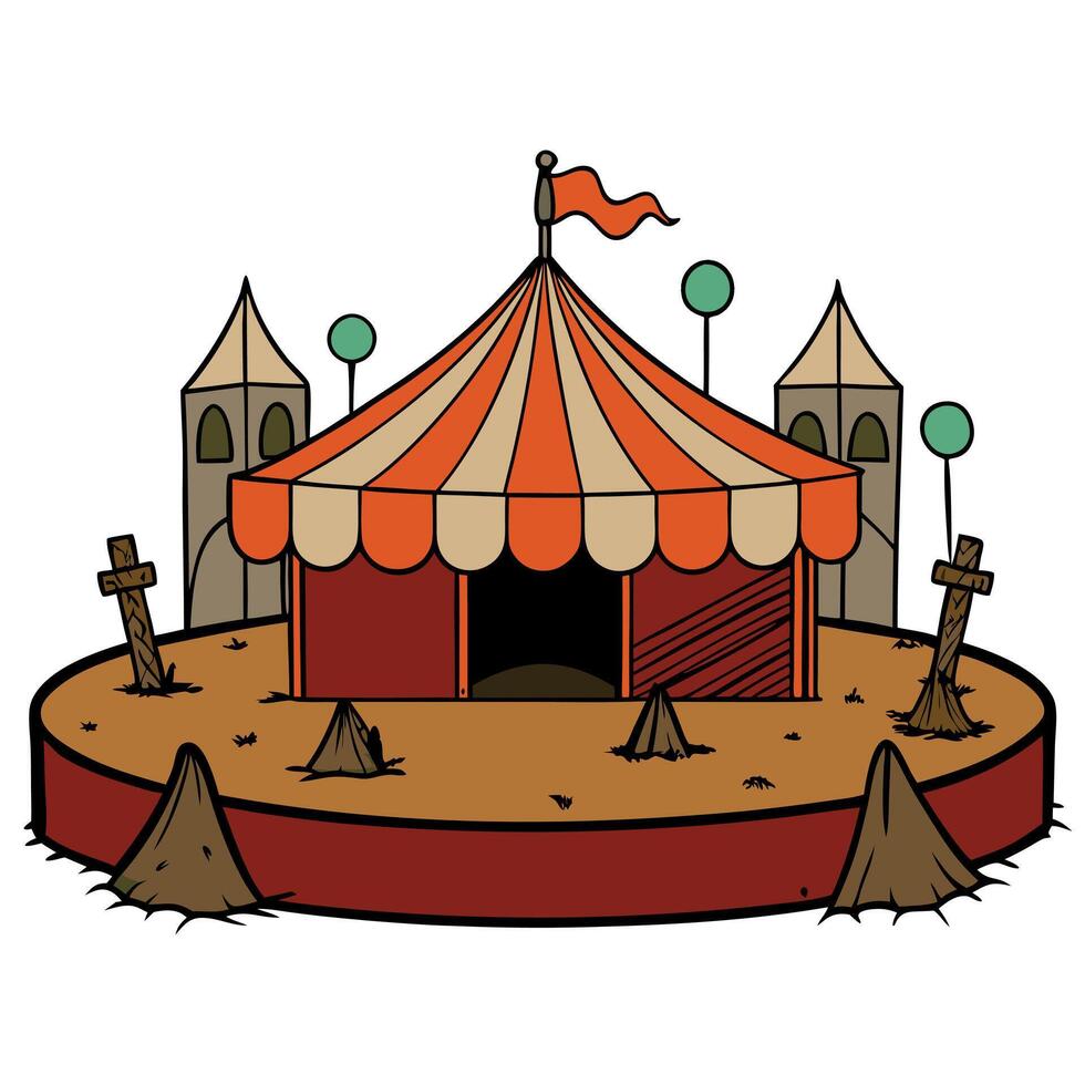 A spooky abandoned carnival with rusted rides made with vector