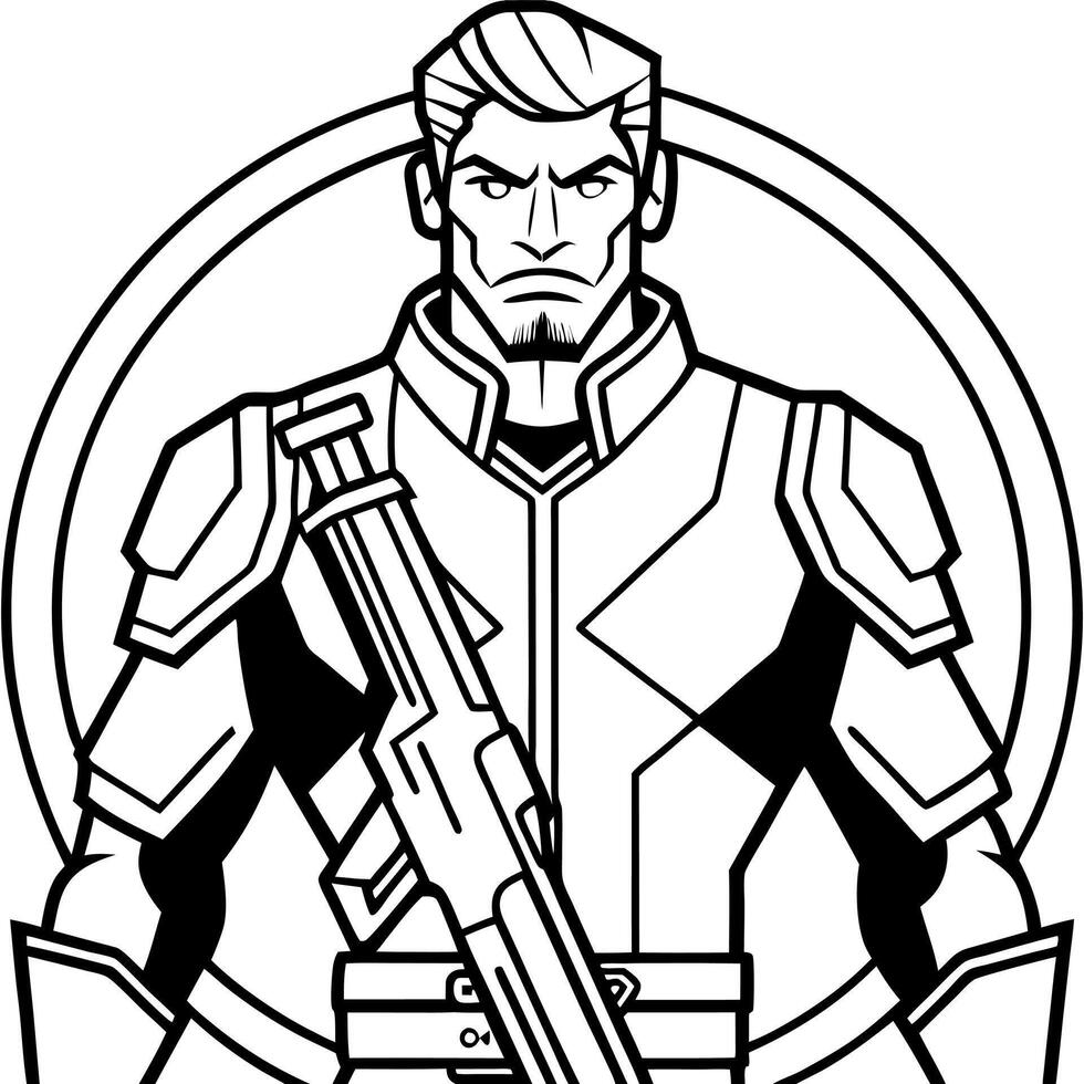 A man standing in cyberpunk with gun illustration anime-style wallpaper. cyberpunk. vector