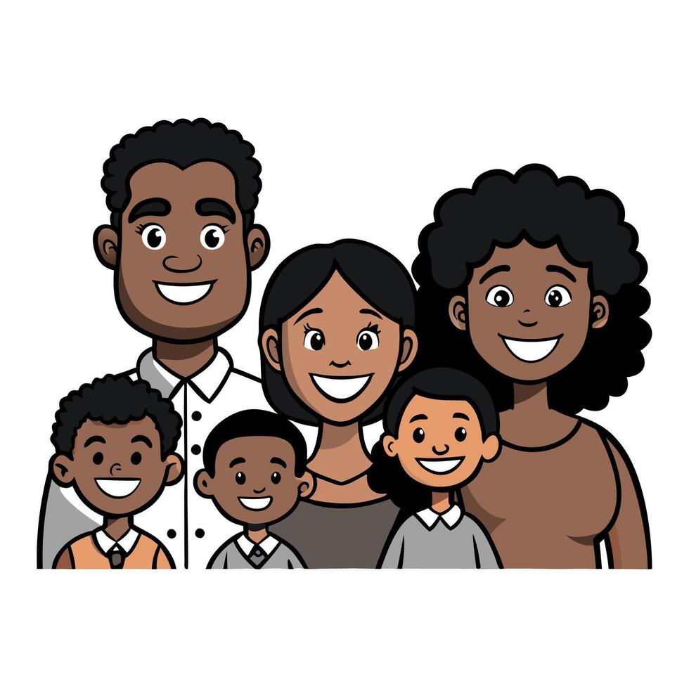 A black family people smiling of black history month concept vector