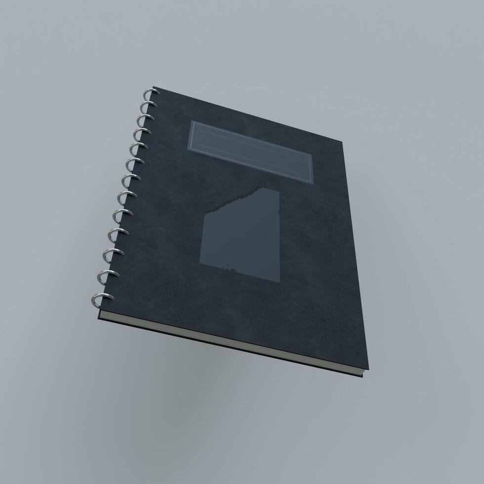 A black notebook with a white square on it photo