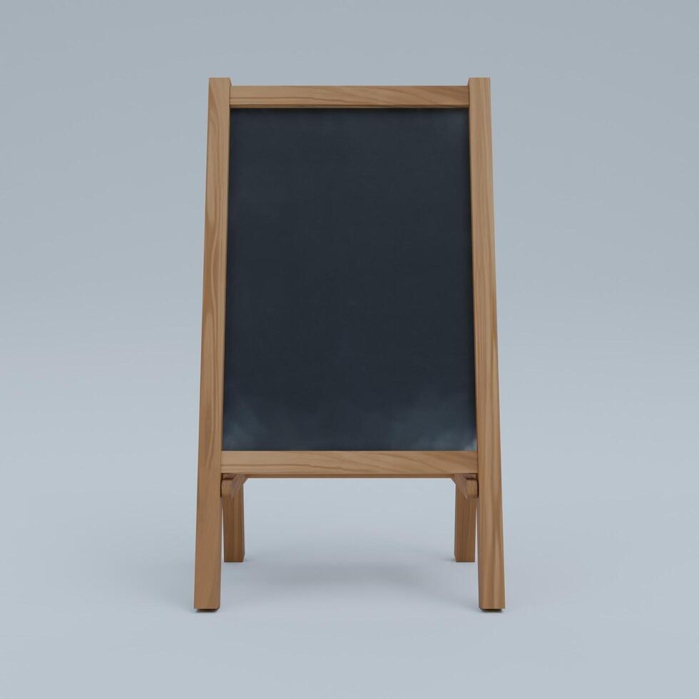 A blackboard with a wooden stand on a gray background photo