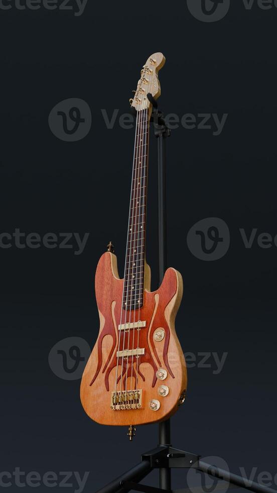 3d Render of bass guitar photo