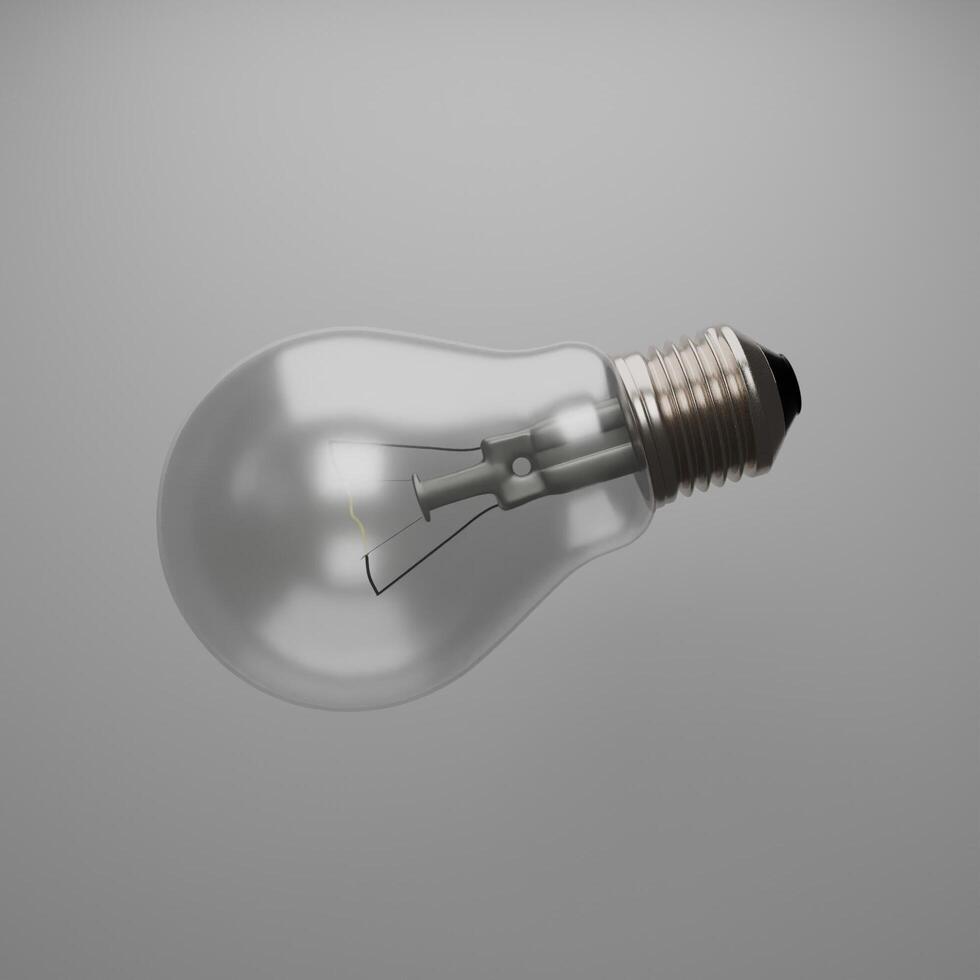 A light bulb is shown on a gray background photo