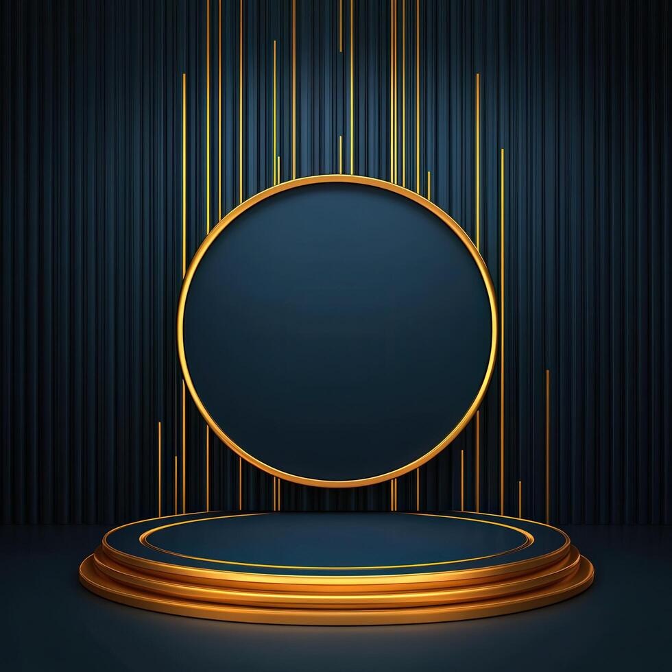 Gold podium with a round circle on it photo