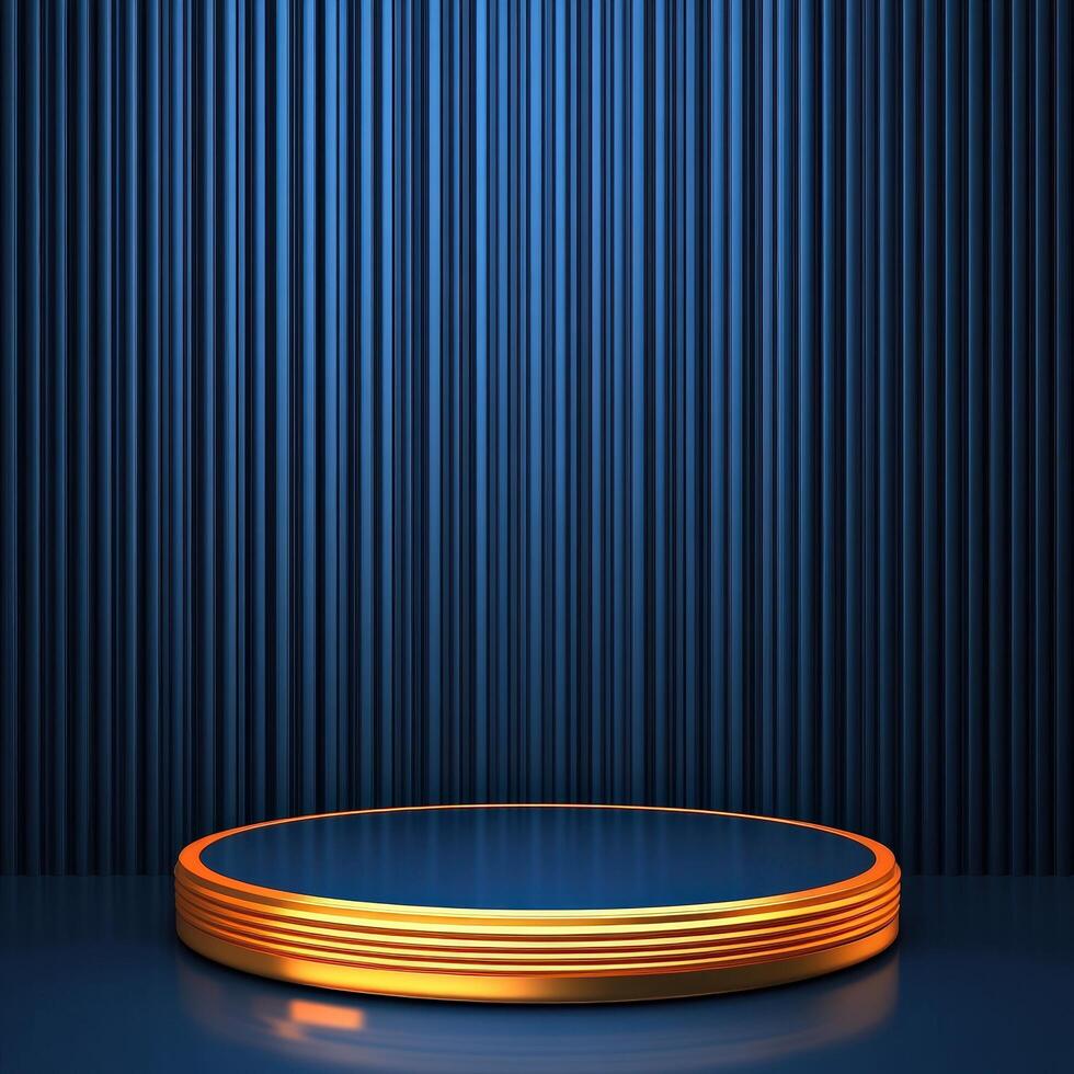 An empty podium with blue lights on it photo
