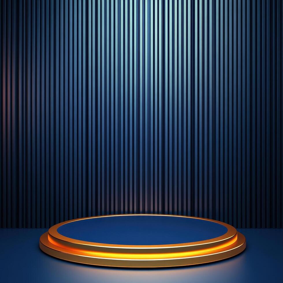 An empty podium with a blue background photo