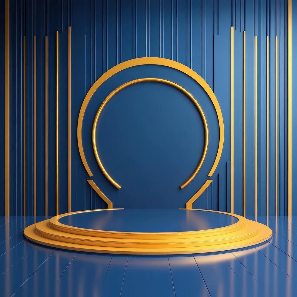 3d render of a podium with a blue background photo