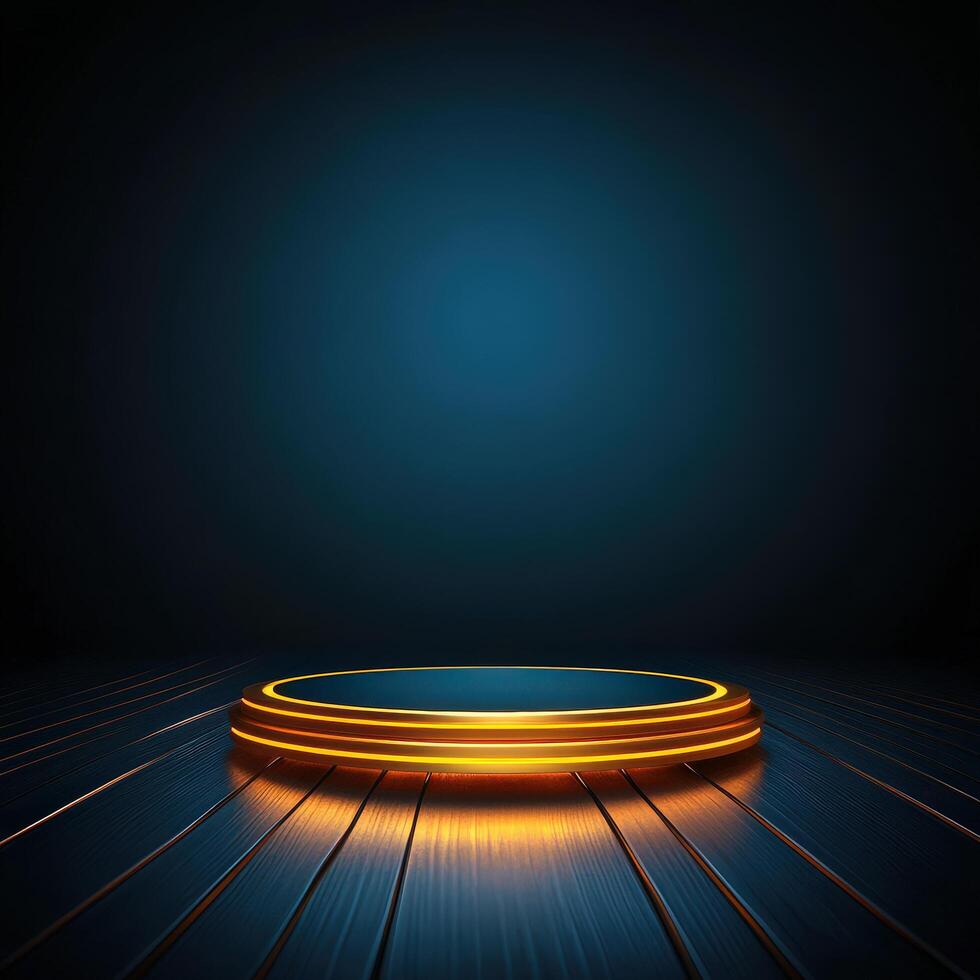 An empty podium with glowing lights on it photo