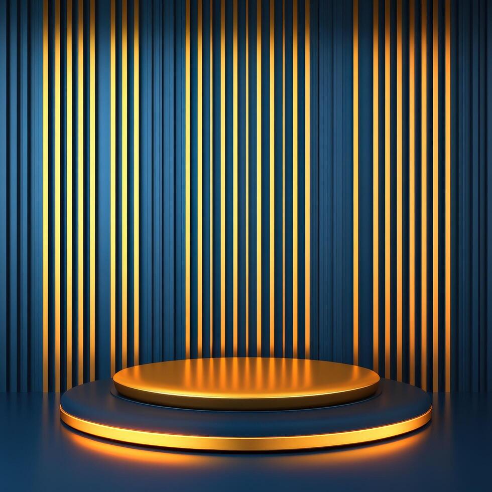 3d rendering of a podium with lights on it photo