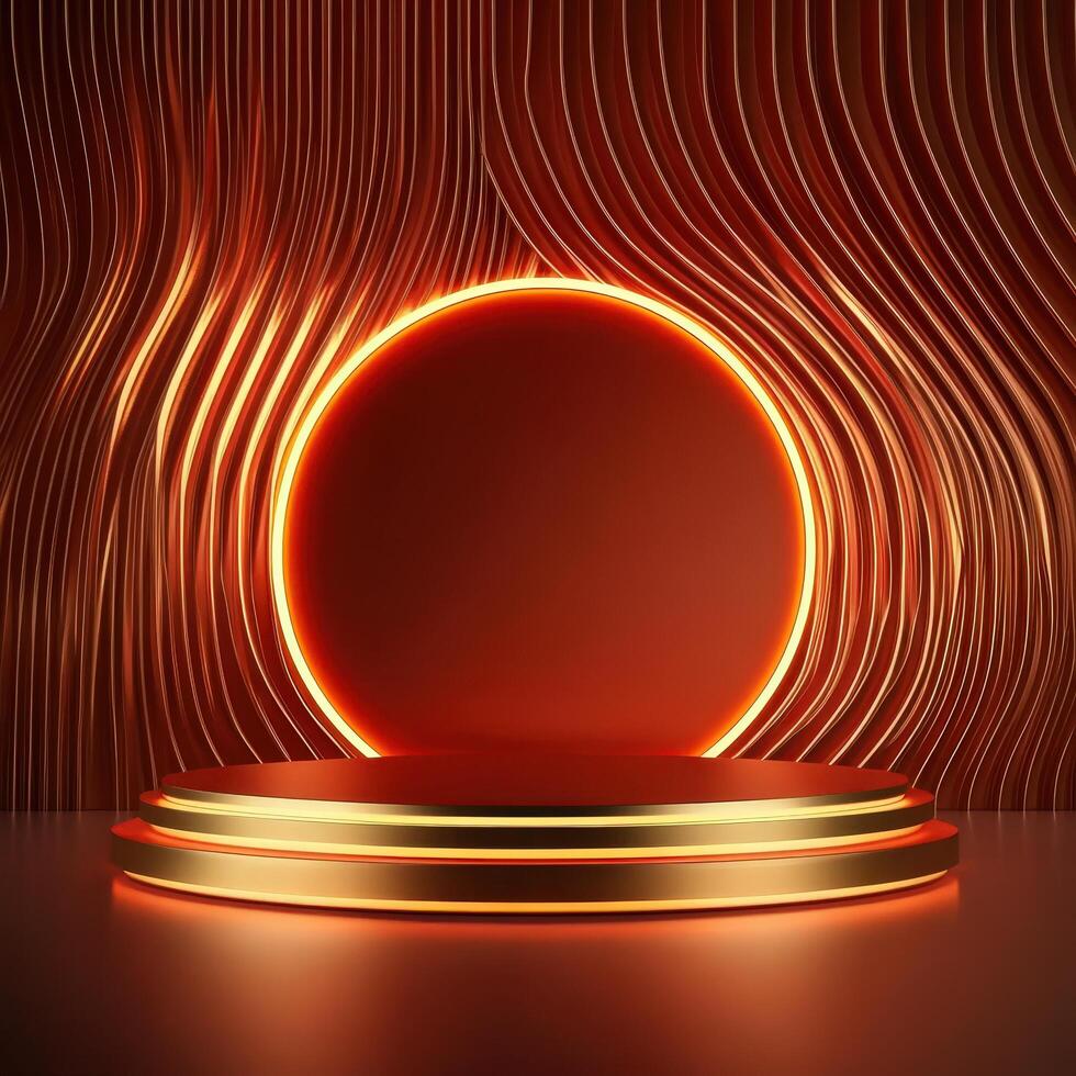 3d rendering of a podium with a red circle photo