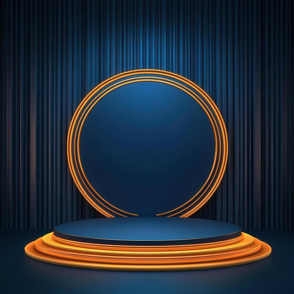 An empty stage with a round circle on it photo