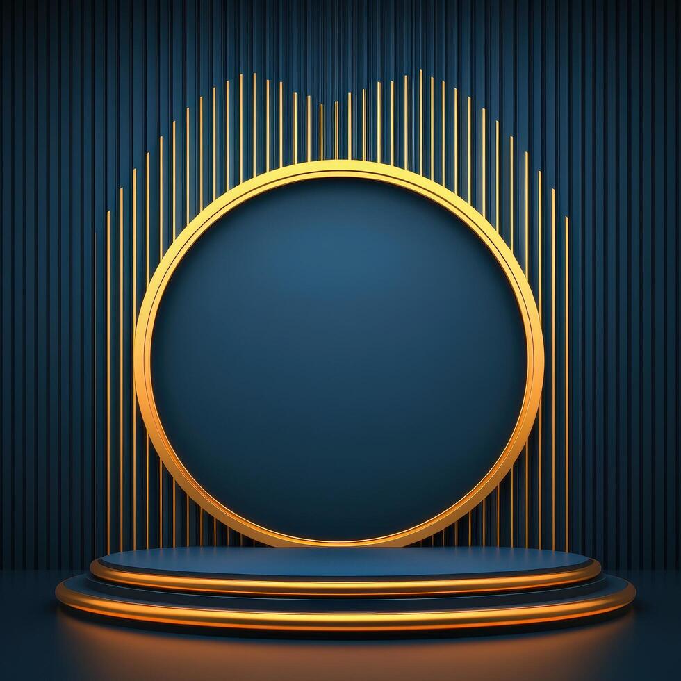 Gold podium with a round circle on it photo