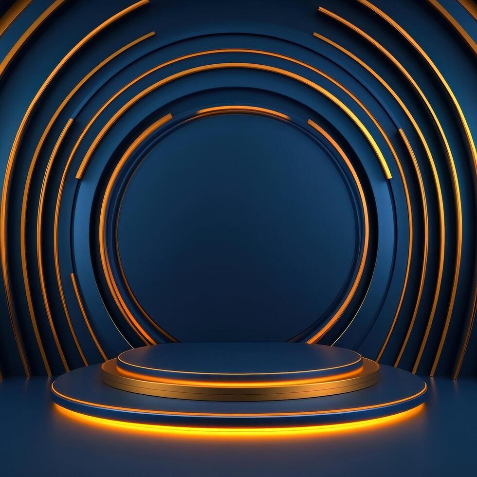 3d rendering of a stage with a circular podium photo