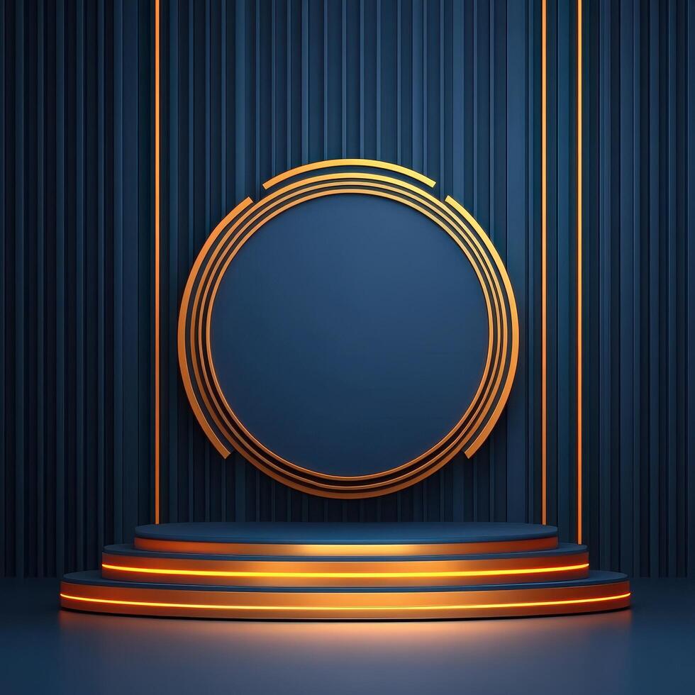 An empty stage with a round circle on it photo