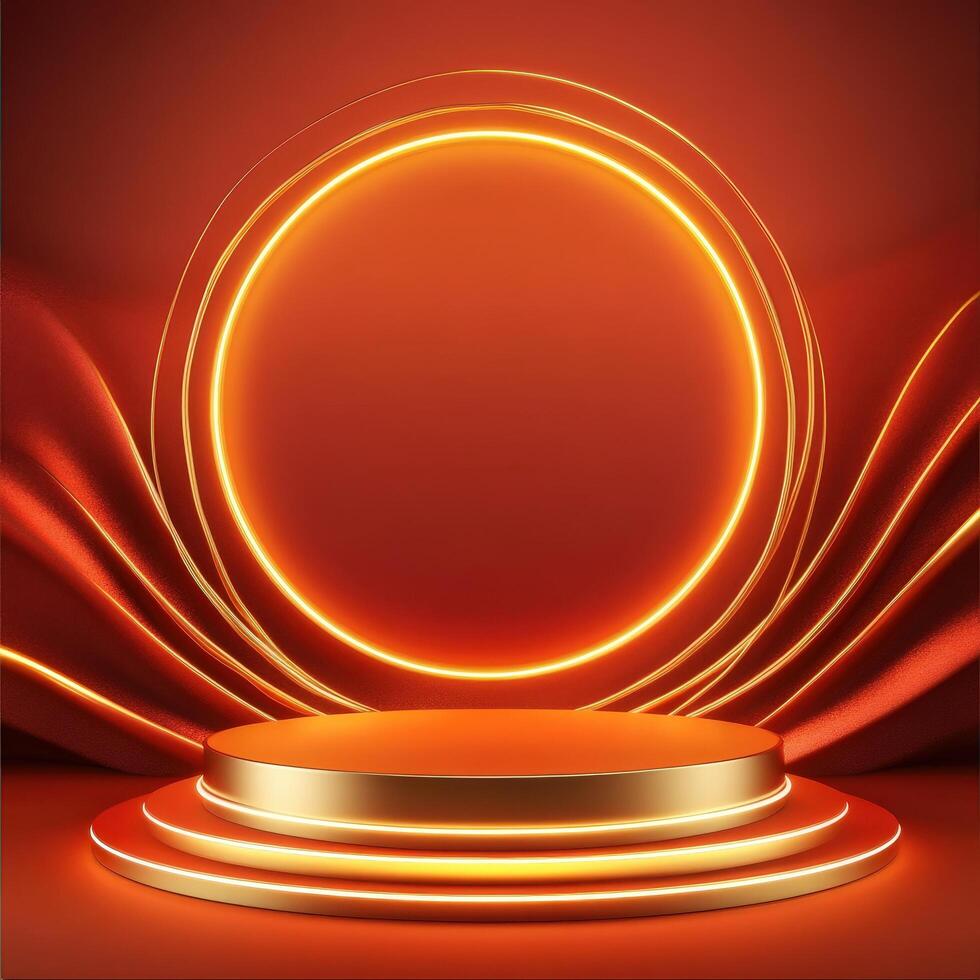 3d rendering of a podium with a glowing circle photo