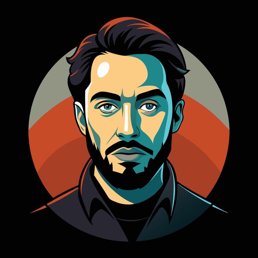 A man with a beard and a black shirt vector