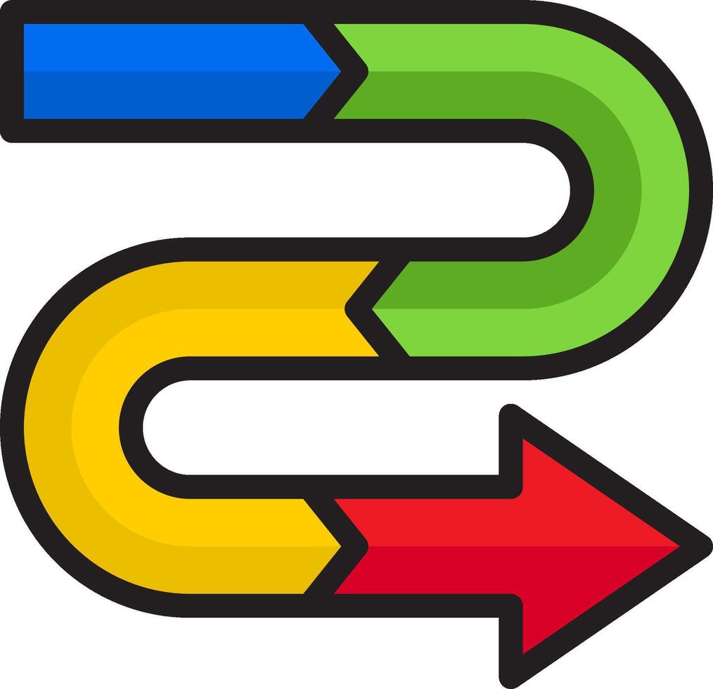 A colorful arrow pointing to the right vector