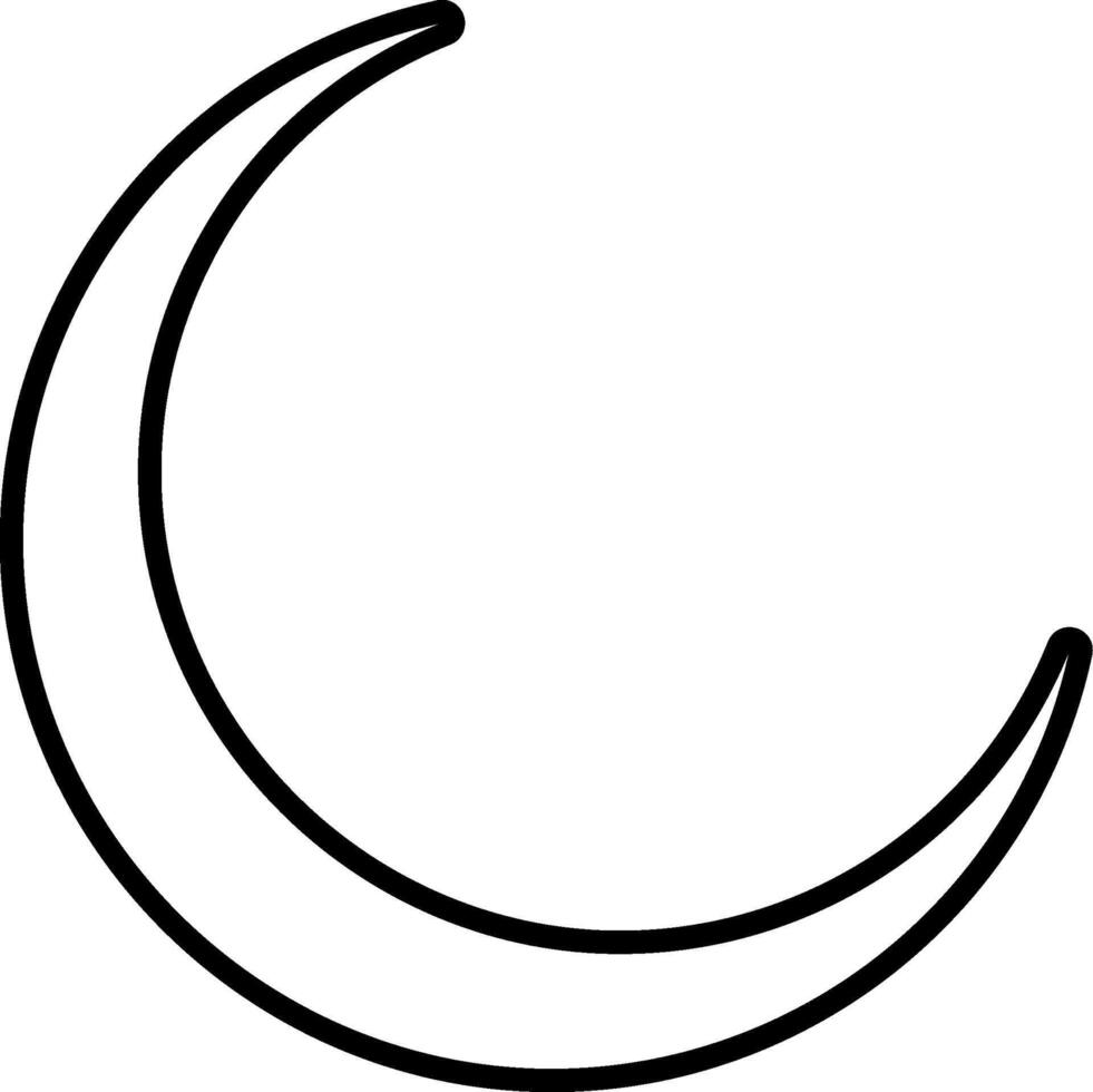 A crescent moon is shown in black and white vector