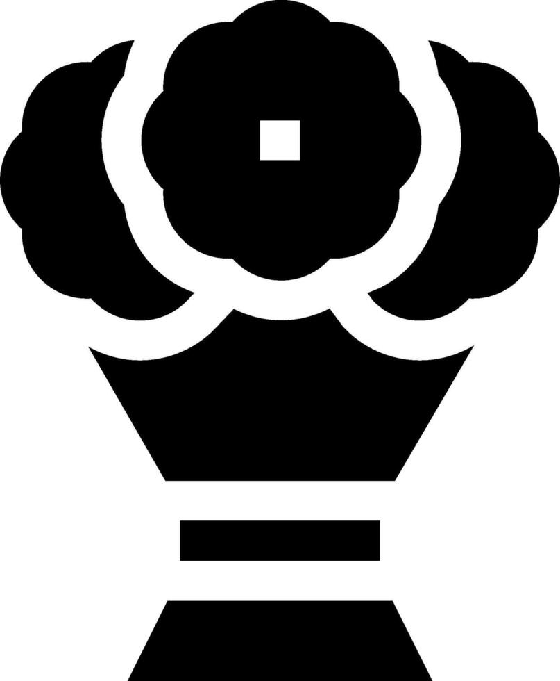 A black and white icon of a vase with flowers vector