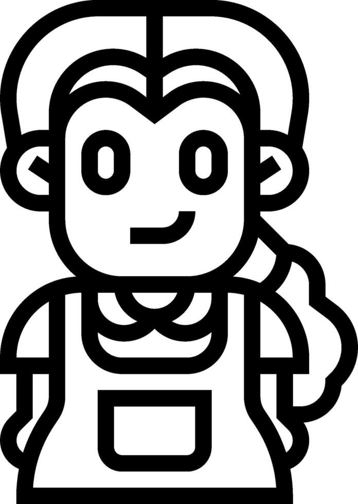 A black and white cartoon of a woman with apron vector