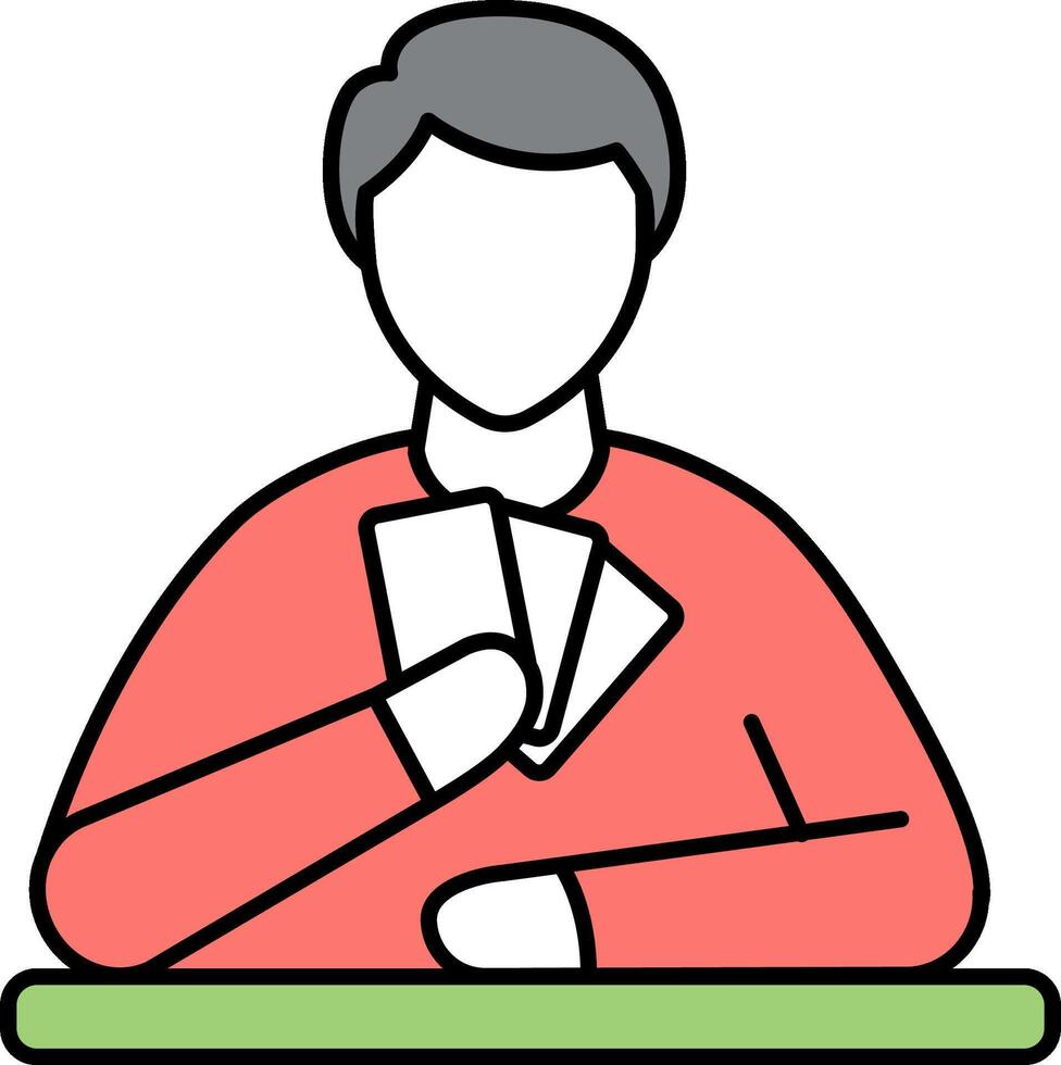 A man is holding cards in his hand vector