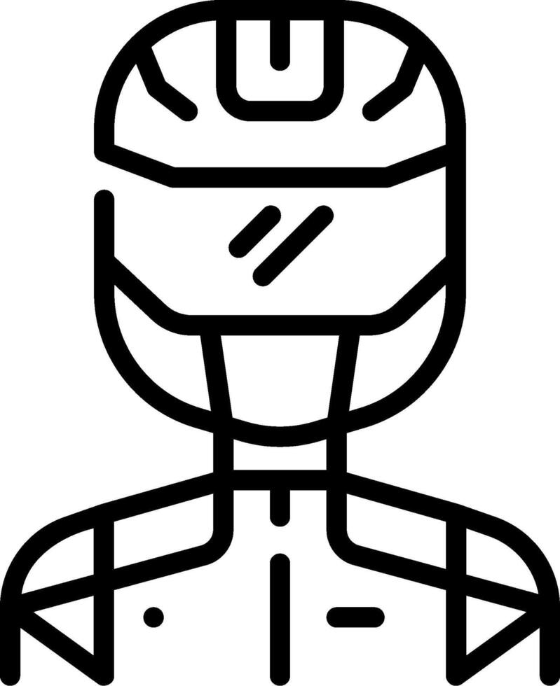 A black and white line drawing of a man in a helmet vector